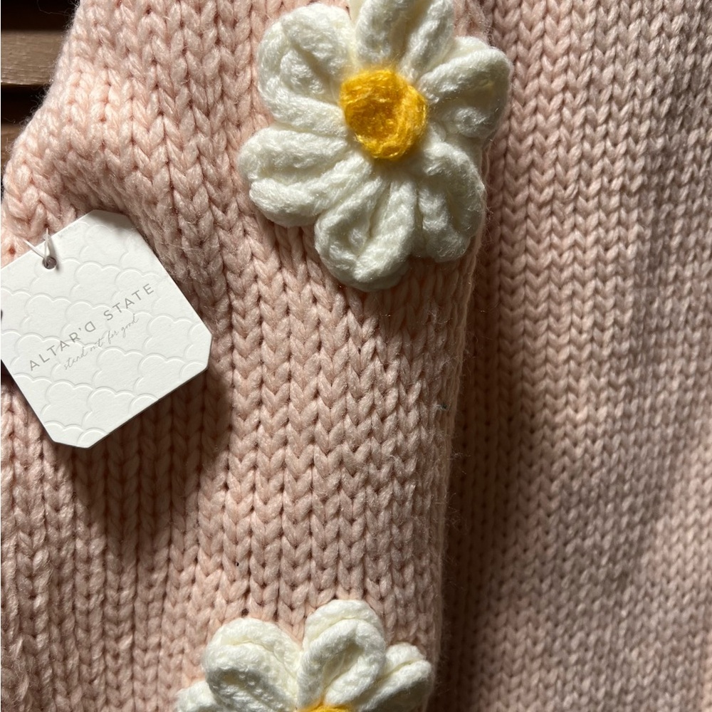 NWT - XS Altar'd State Pink Floral Cardigan - Picture 5 of 6